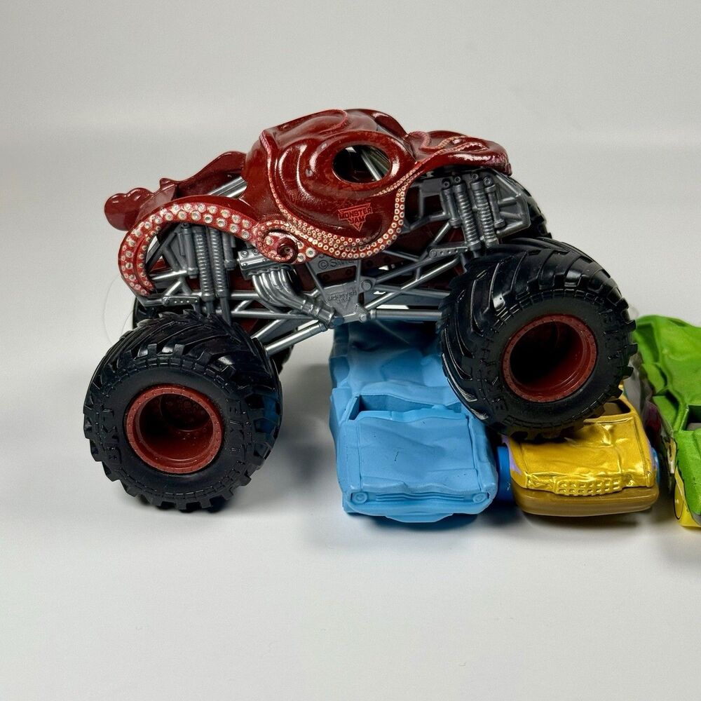 Monster Jam Hot Wheels Octon8er Red Maroon Loose 4X4 Truck HTF 1/64 Diecast